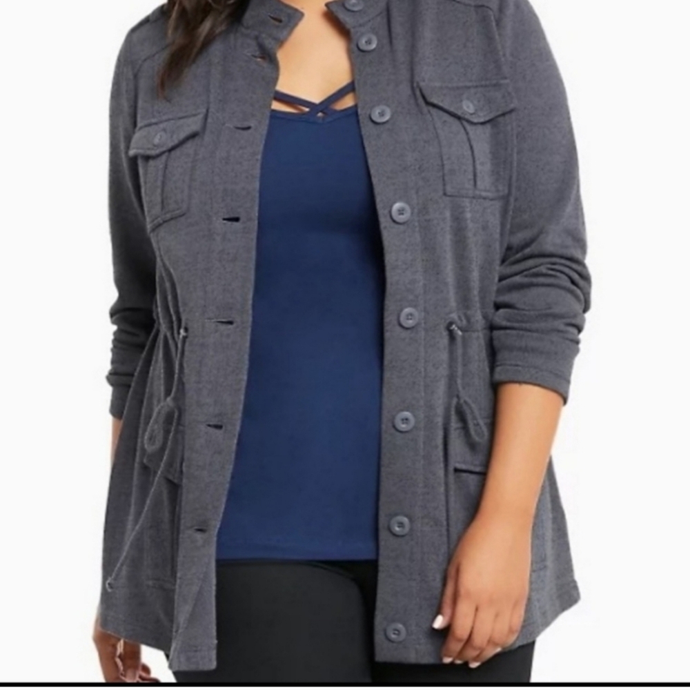 Torrid 0x Lightweight Gray Cargo Jacket - image 1